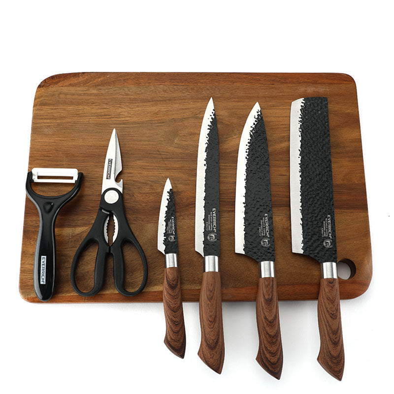 Professional Stainless Steel Kitchen Knife Set（chef's knife, meat knife, utility knife,fruit knife,kitchen scissors, peeler.🎁）